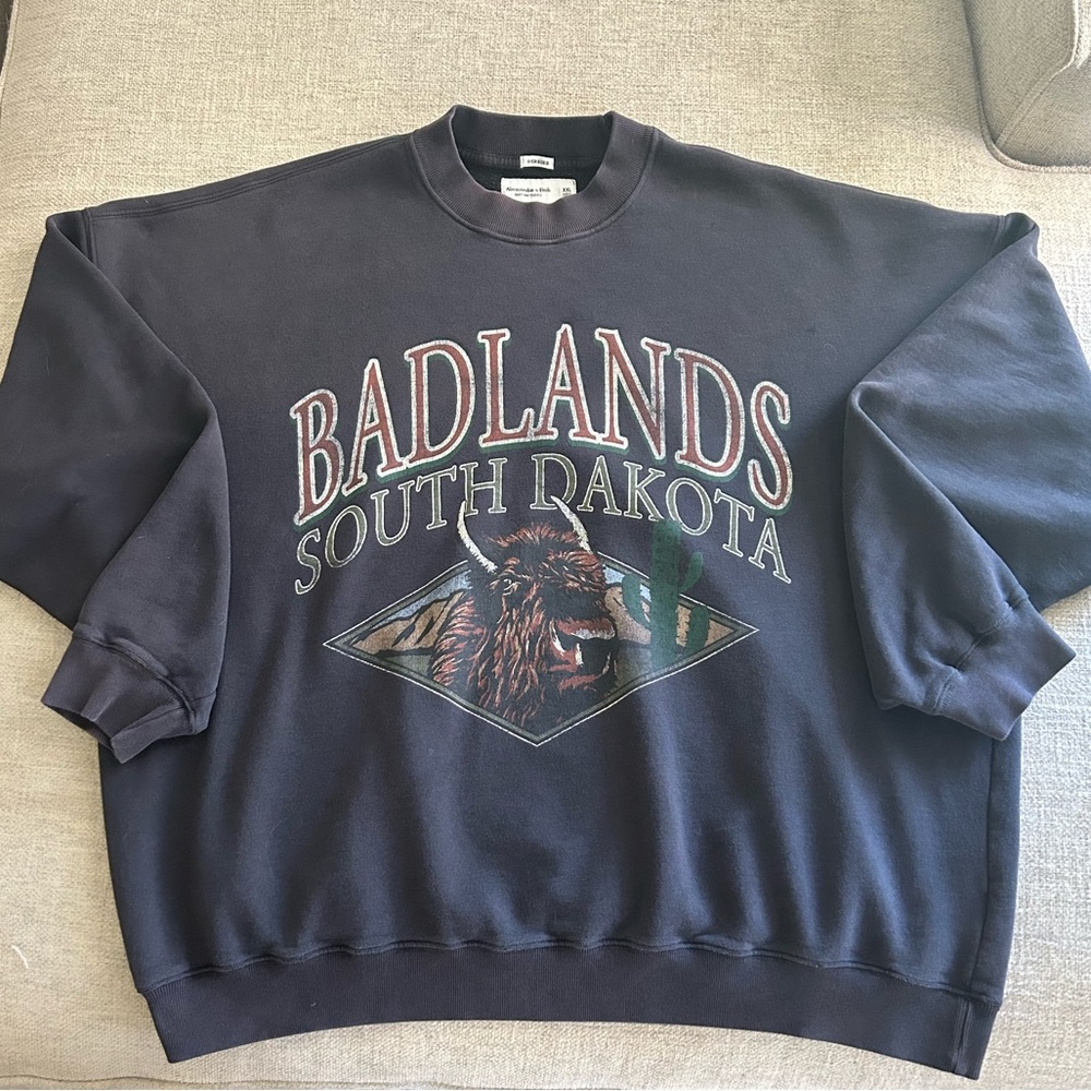 Viral Abercrombie & Fitch Badlands Vintage Oversized Crew Neck Sweatshirt